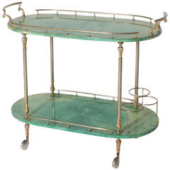 Aldo Tura Bronze and Parchment Drinks Cart