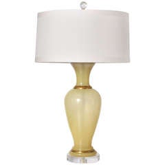 Yellow Opalescent Murano Lamp with Gold Plated Detailing
