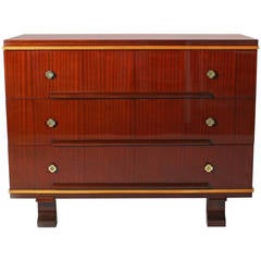 Three-Tier Crotch Mahogany Swedish Commode, circa 1940