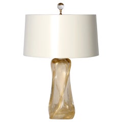 Barovier heavy twisted gold leaf Murano glass lamp, c. 1960