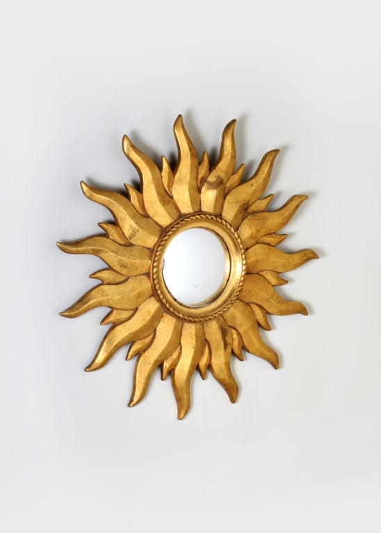 Mid-20th Century French gold soleil mirror, c.1940