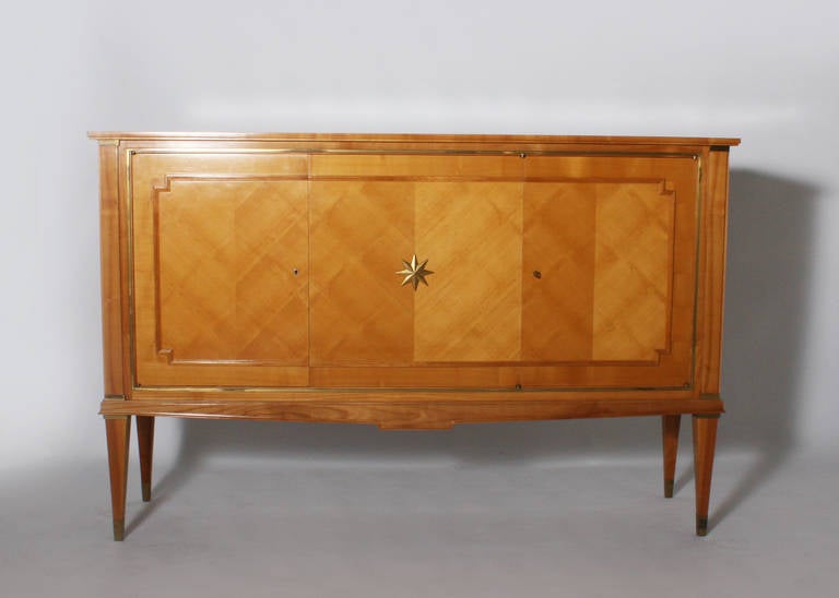 French Merisier Buffet with Bronze Star and Hardware