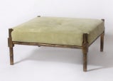 Cast bronze faux bamboo square ottoman with pig suede upholstery
