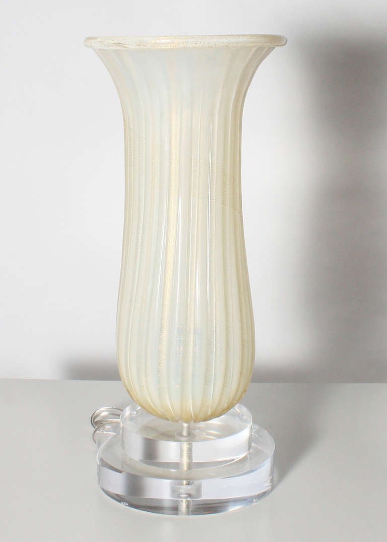 Pair of opaline Murano torchieres, c. 1940