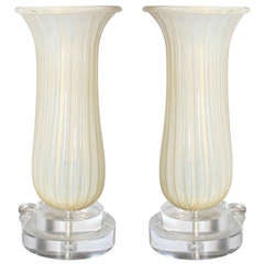 Pair of opaline Murano torchieres, c. 1940 Pair of opaline Murano torchieres, c. 1940