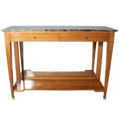 Merisier and green marble Directoire console in the style of Arbus, c. 1940