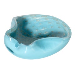 Blue and gold Murano bowl with gold inclusions, c. 1960