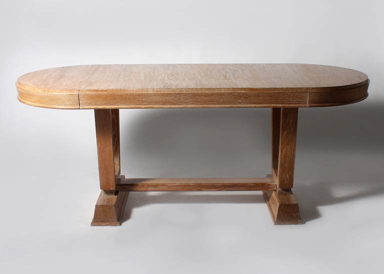 Oval Cerused Oak Table, circa 1960