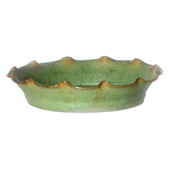Celadon Terracotta wavy edge dish, c. 1950