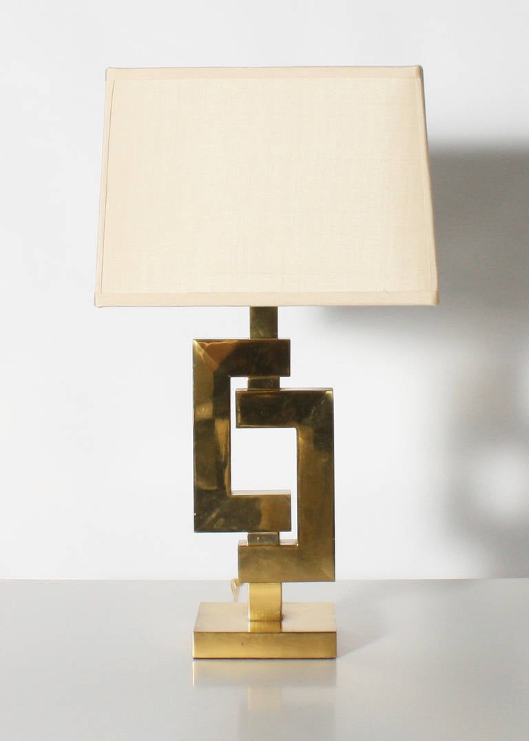 French bronze geometric lamp, c. 1970 In Good Condition In Dallas, TX