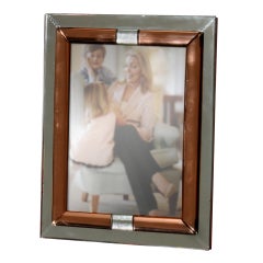 Pink and clear mirrored frame with domed shape and etching