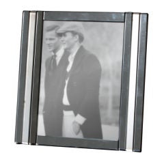 Light blue contrasted mirrored frame with frosted stripes