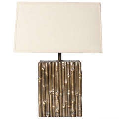 Bronze Faux Bamboo Square Lamp, C. 1960
