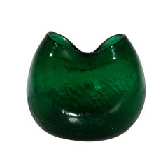 Vintage Blenko green crackle vase, c. 1950