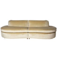 French Two-Piece Curved Sectional Sofa, circa 1940