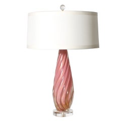 Pink & gold swirl Murano lamp, c.1950