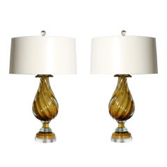 Pair of monumental Marbro Murano glass lamps, c.1950