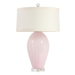 Pink and clear striped Murano lamp, c.1950