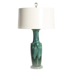 Hollywood Regency ceramic drip glaze lamp, c. 1950