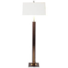 Tall French lucite and bronze floor lamp, c. 1940