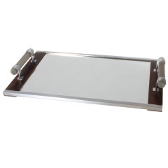 French mirror 
rosewood tray with frosted glass handles