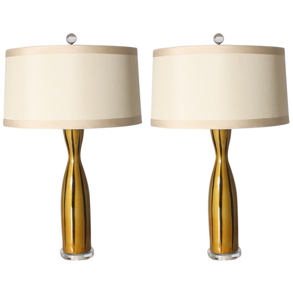 Pair of Ceramic lamps in the era of Eames Raymor Lamps, circa 1960