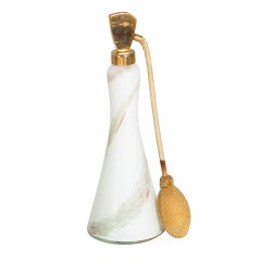 White Murano perfume bottle with 22K gold swirls, c.1950