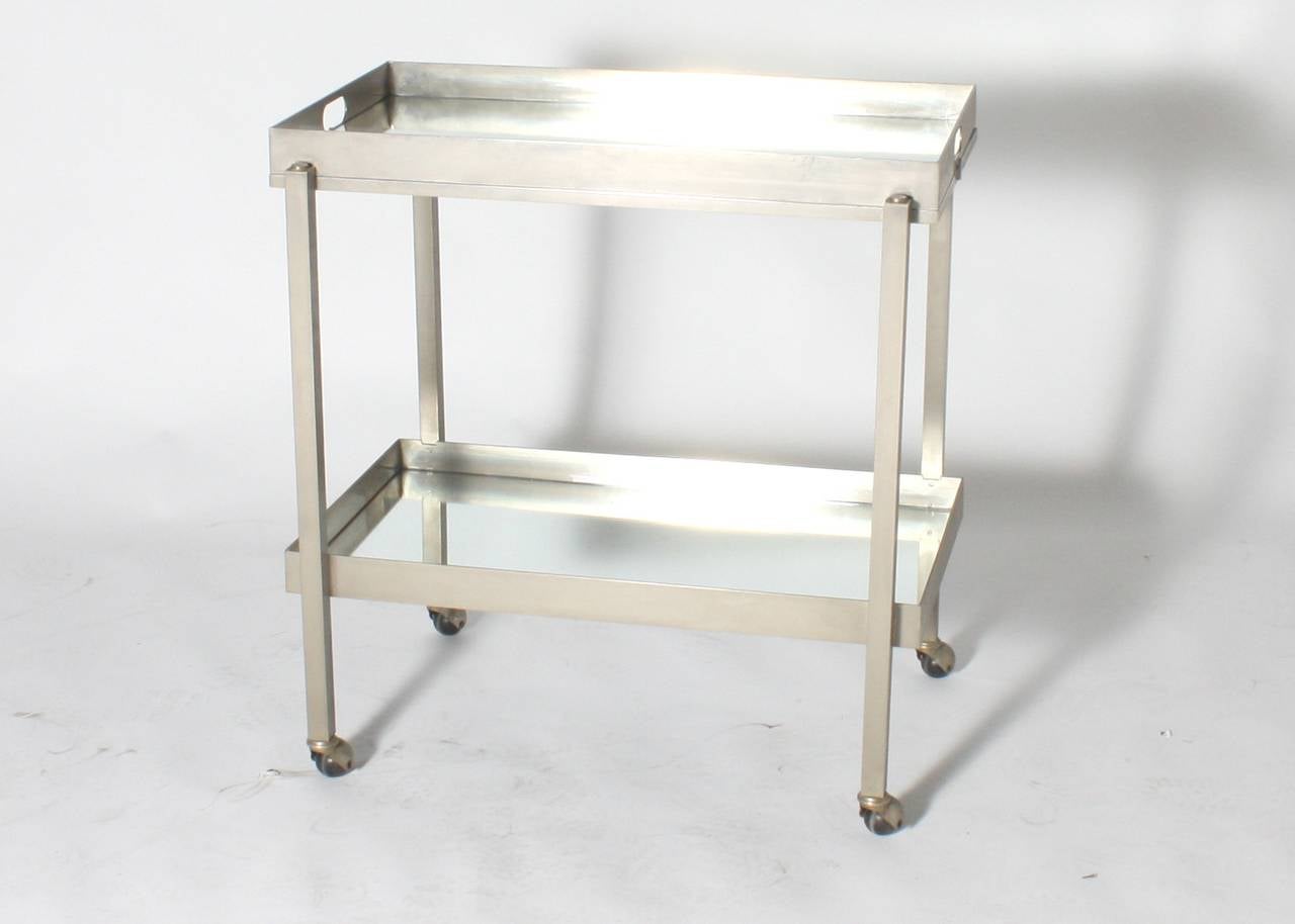 French Steel Trolley with Top Tray Shelf with Smoked Glass, circa 1972