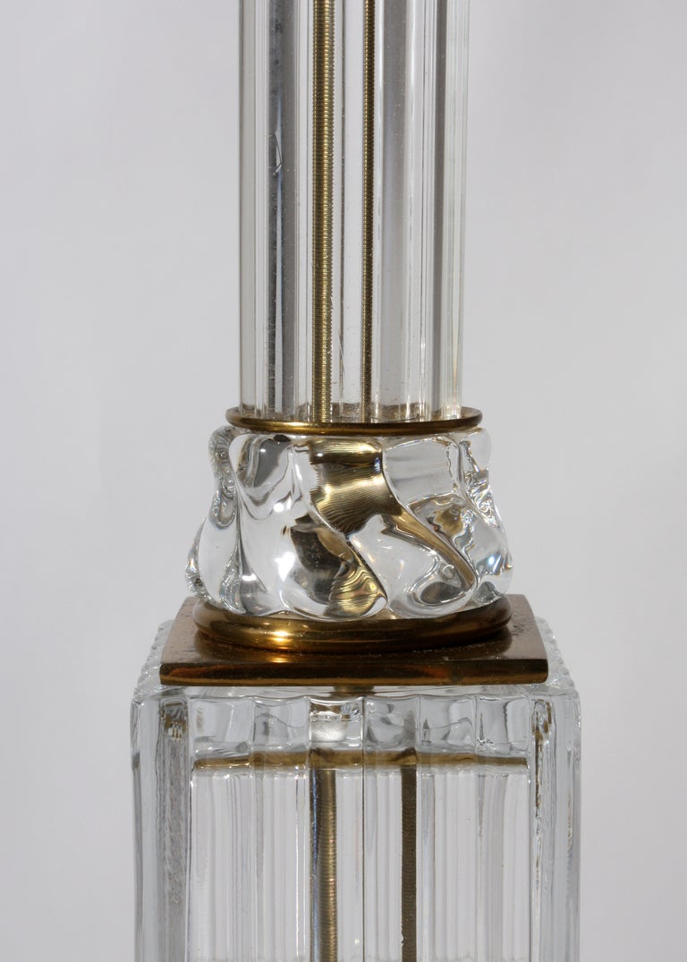 Paul Hanson Glass Column Lamp with Brass Accents ca. 1950