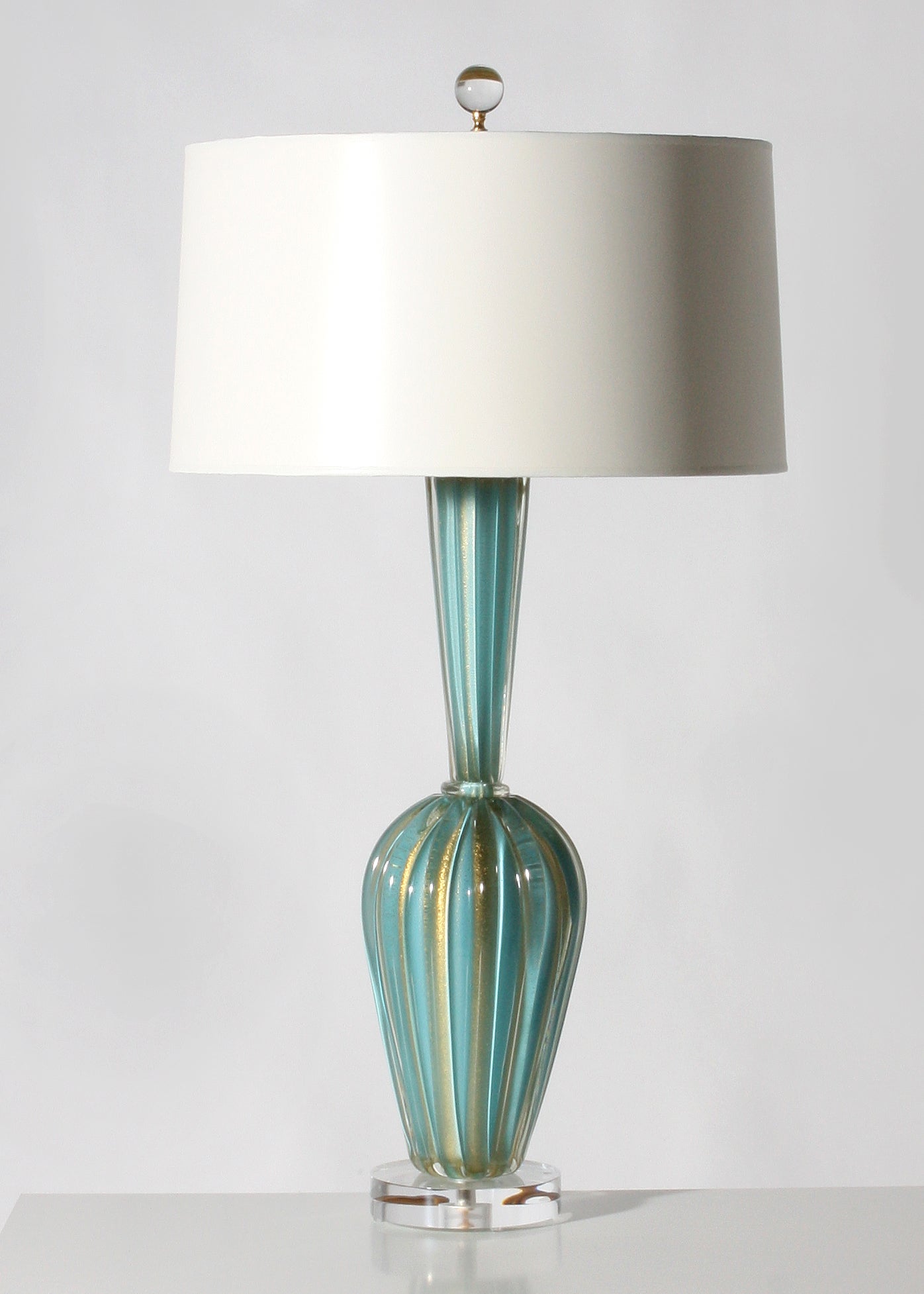 Aqua Aventurine Murano Glass Lamp ca. 1940