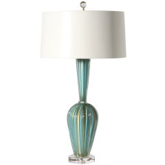 Aqua Aventurine Murano Glass Lamp ca. 1940