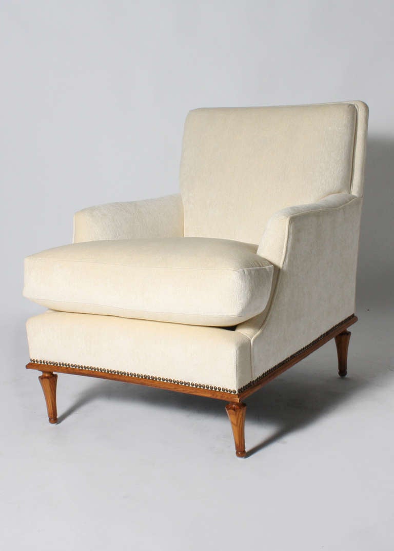 French bergere with cerused oak hand carved base.