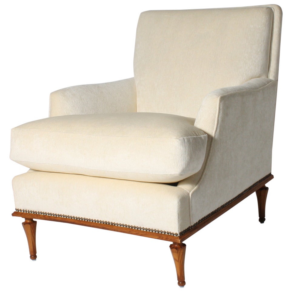 French Bergere with Cerused Oak Hand Carved Base, Circa 1940