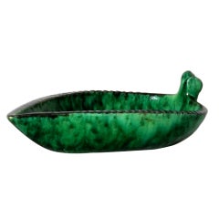 Green Accolay ceramic leaf, c. 1950