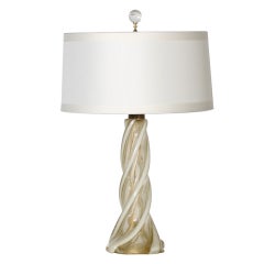 Single Swirl Gold Murano Glass Lamp, circa 1950