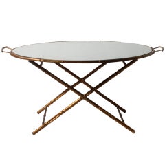 Faux Bamboo Tray Table With Mirrored Top, C. 1960