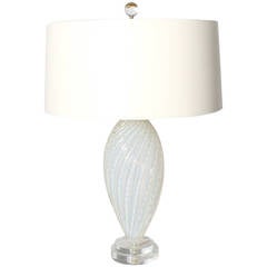 Opalescent Murano Lamp with Bullicante Inclusions, circa 1940