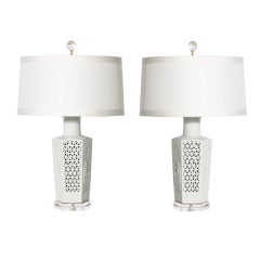 Pair of blanc de chine lamps, c. 1960