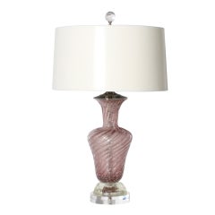 Lavender Murano glass lamp with silver flakes, c. 1950