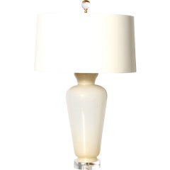 White and gold Barovier Murano glass lamp, c.1940