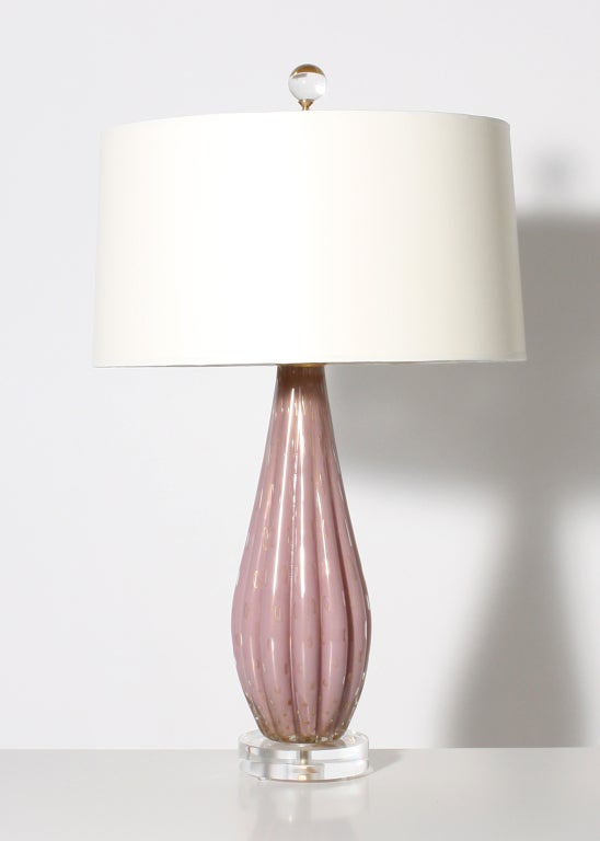 Italian Peony Alfredo Barbini Murano glass lamp, c. 1960