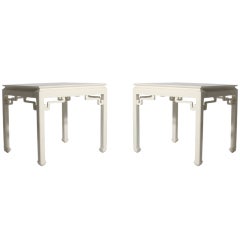 Pair of ivory lacquer Tomlinson side tables, c. 1960