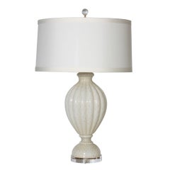 Large White Murano Lamp with Teardrop Inclusions, c.1940