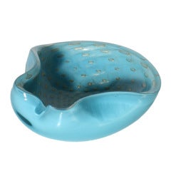 Blue and Gold Murano Bowl with Gold Inclusions, c. 1950
