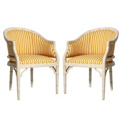 Pair of faux bamboo barrel chairs, c. 1960