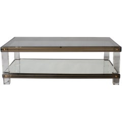 Glass, mirror and Lucite coffee table, c.1970 Glass, mirror and Lucite coffee table, c.1970