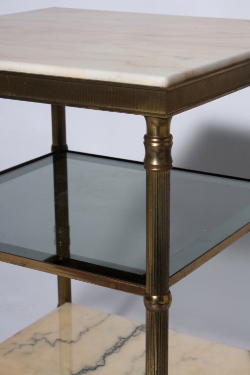 French Small Bronze and marble cigarette table, c.1950