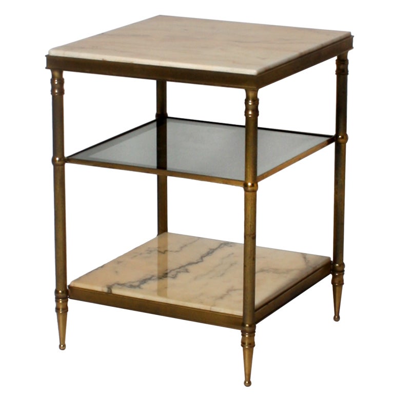 Small Bronze and marble cigarette table, c.1950