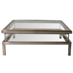 Bronze and nickel square coffee table with sliding top, c. 1960