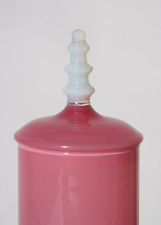 Italian Pink opaline vase with top, c. 1930